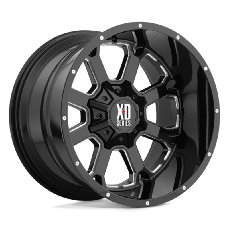 Jante XD825 Buck 25 22x10 6x135/139.7 ET-18, Noir Brillant, Branches Usinées
