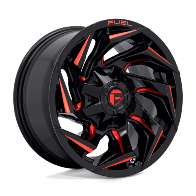 Jante Fuel D755 Reaction 20x10" 6x135/139.7 ET-18, Noir Brillant Usiné, Teinte Rouge