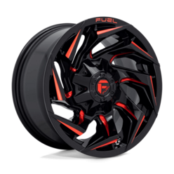 Jante Fuel D755 Reaction 22x10" 6x135/139.7 ET-18, Noir Brillant Usiné, Teinte Rouge