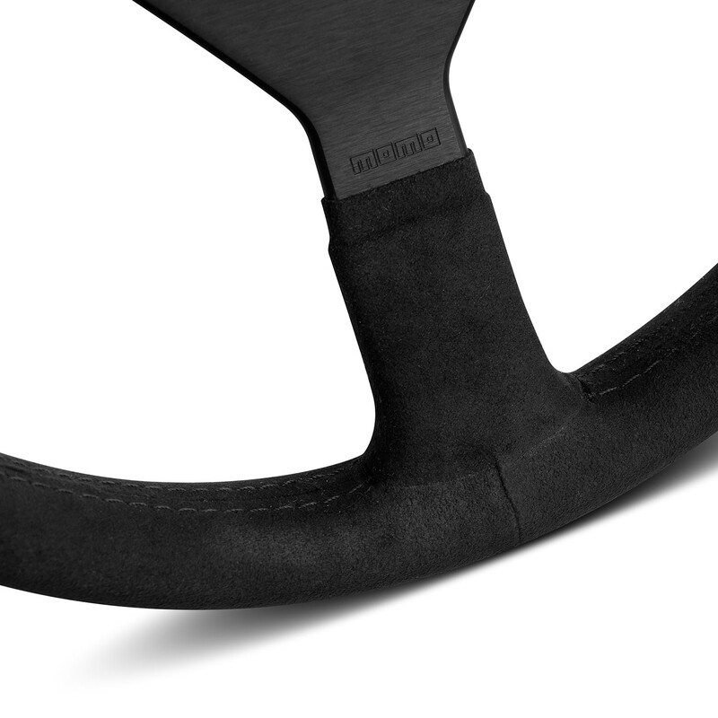 Volant Momo Montecarlo Tulipé (40 mm), Microfibre Noire, Branches Noires - 35 cm