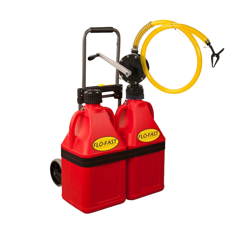 Chariot Refuelling 56L (2 bidons 28l rouge+1trolley+1 pompe manuelle)
