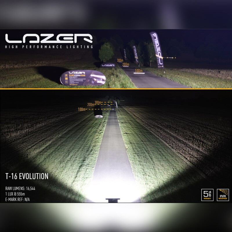 Rampe de phare type barre Lazer T-16 16 LEDS homologué E11 noire