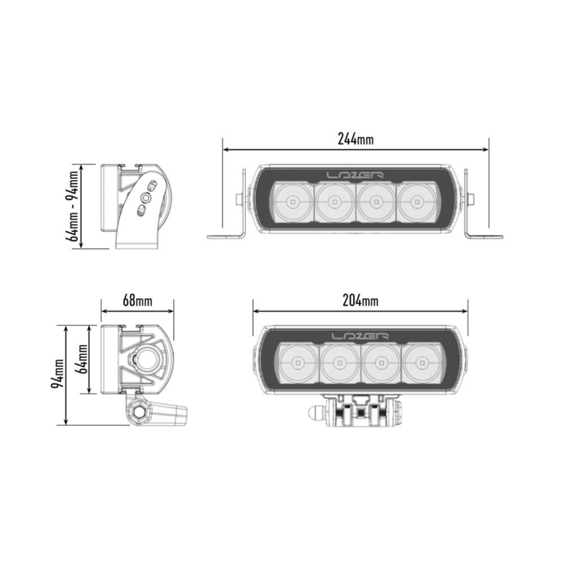 Rampe de phare LED Lazer ST4 Evolution 4 LEDs 47W