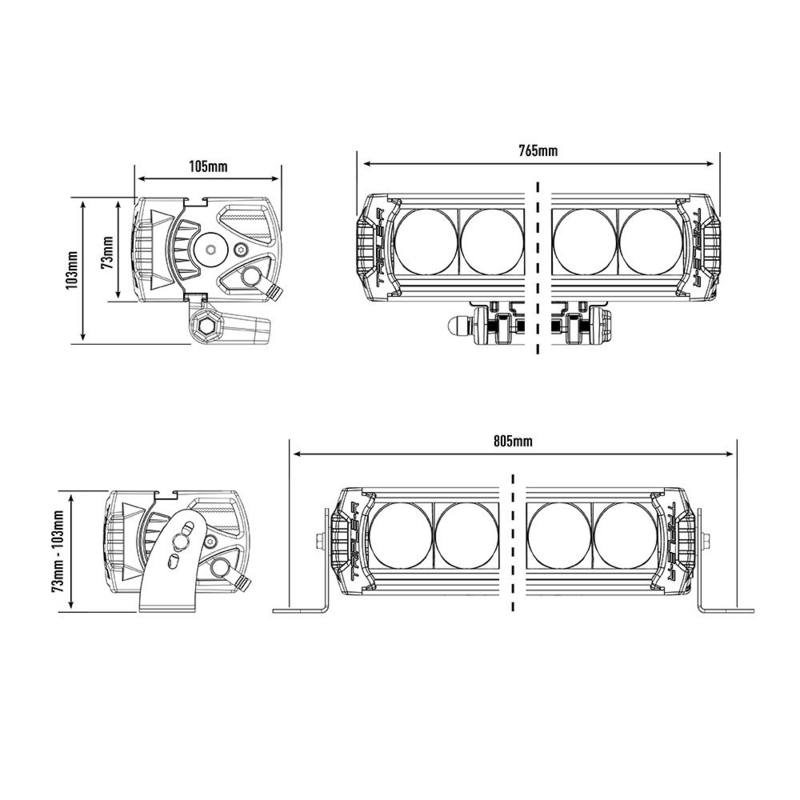 Rampe de phare LED Lazer Triple R 16 Elite 16 LEDs 184W