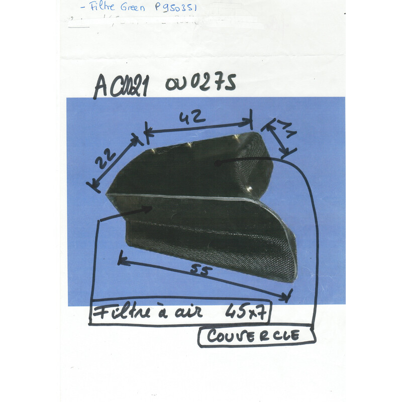 Boite à air Fibre Peugeot 205/306/309/SAMBA (V) (Filtre P950351)