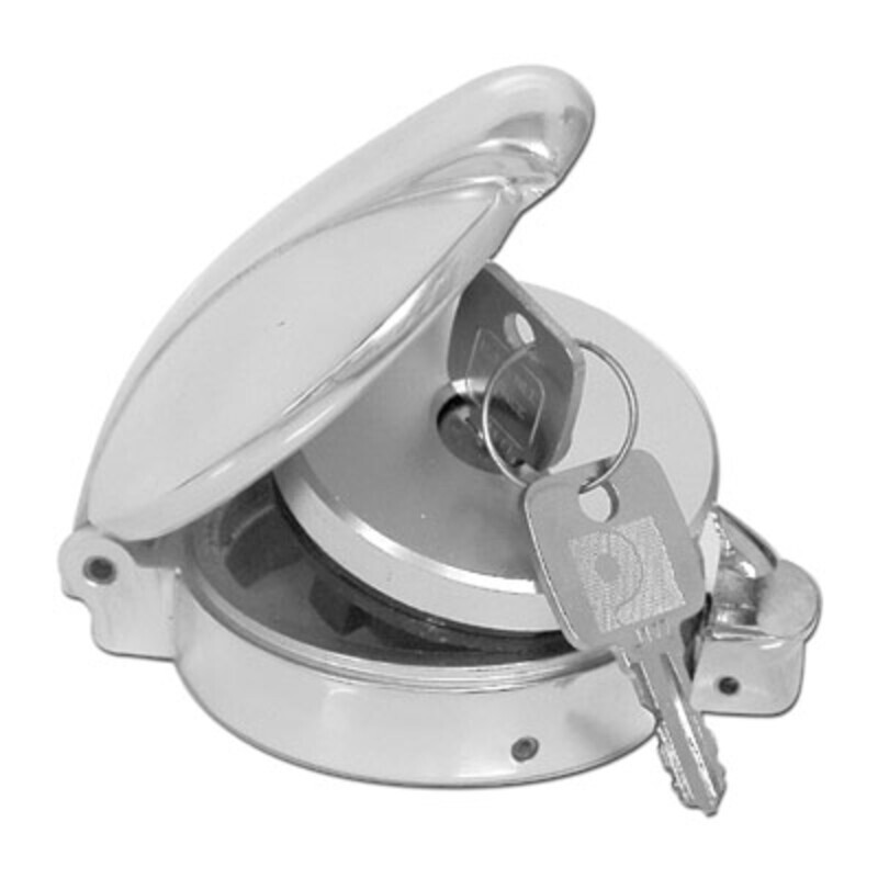 Bouchon rétro Monza - alu poli - diamètre 2" 1/2 - clé - bride