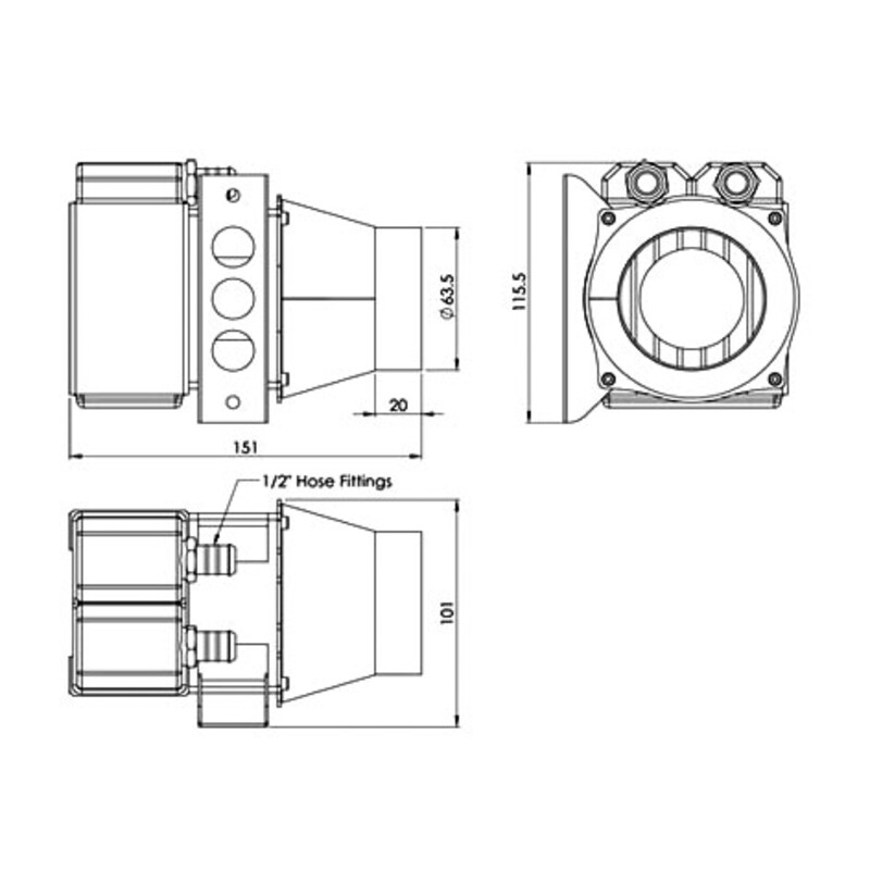 Chauffage d'habitacle à eau micro 12v 2.2kw 136m3/h sortie 63mm