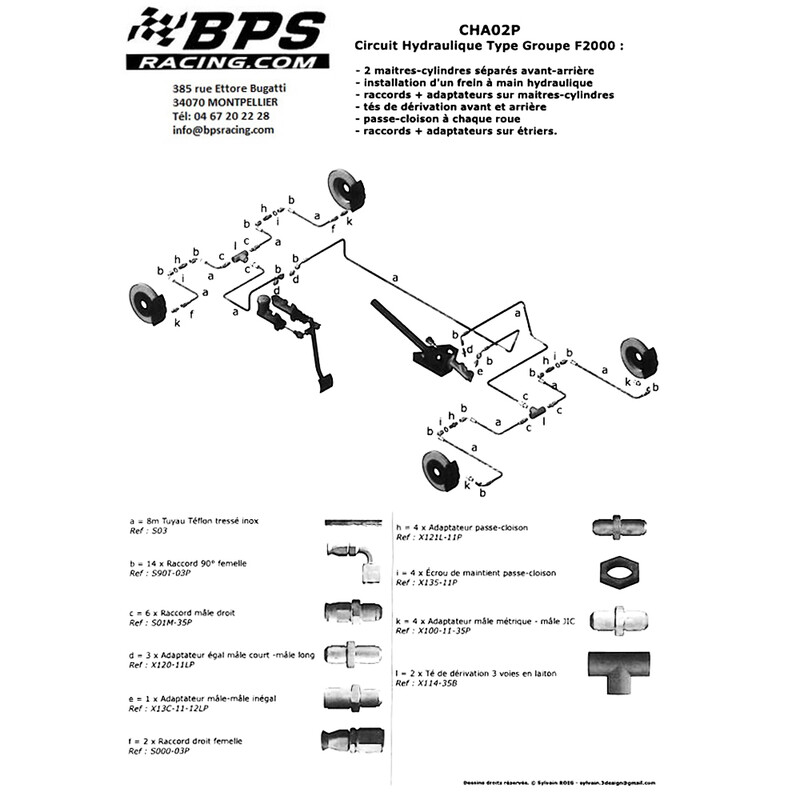 Circuit hydraulique F2000 2 MC, raccords MC, étriers + passe cloisons