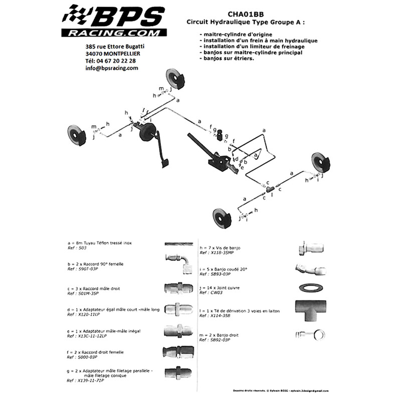 Circuit hydraulique Gr.A/F banjos sur MC et étriers