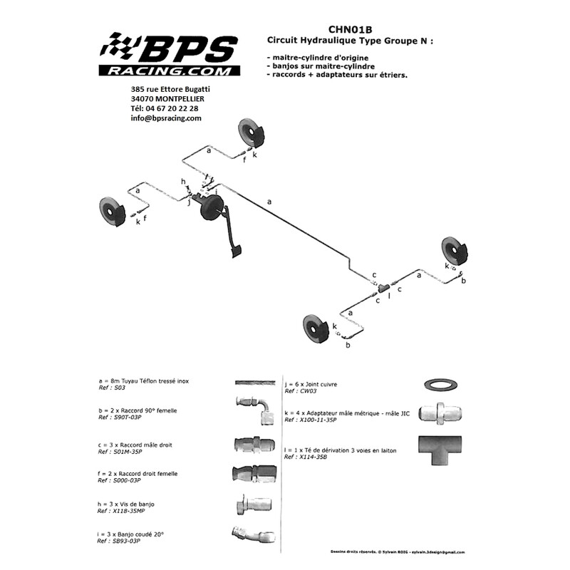 Circuit hydraulique Gr.N Peugeot 205/Renault 5 GT Turbo/VW Golf