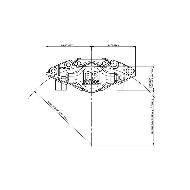 Etrier AP Racing 2 pistons CP5317 - pour disque en 332x26mm - LHT