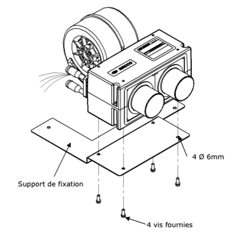 Plaque de fixation pour chauffage d'habitacle 