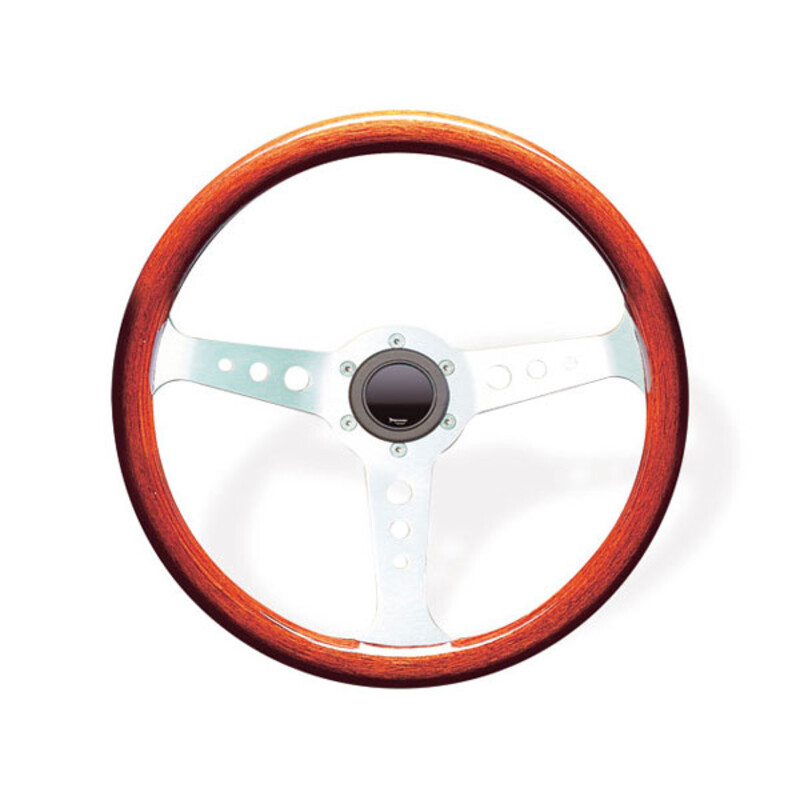Volant BPS Mille Miglia Acajou bois 3 branches alu plat 43.5mm 320mm