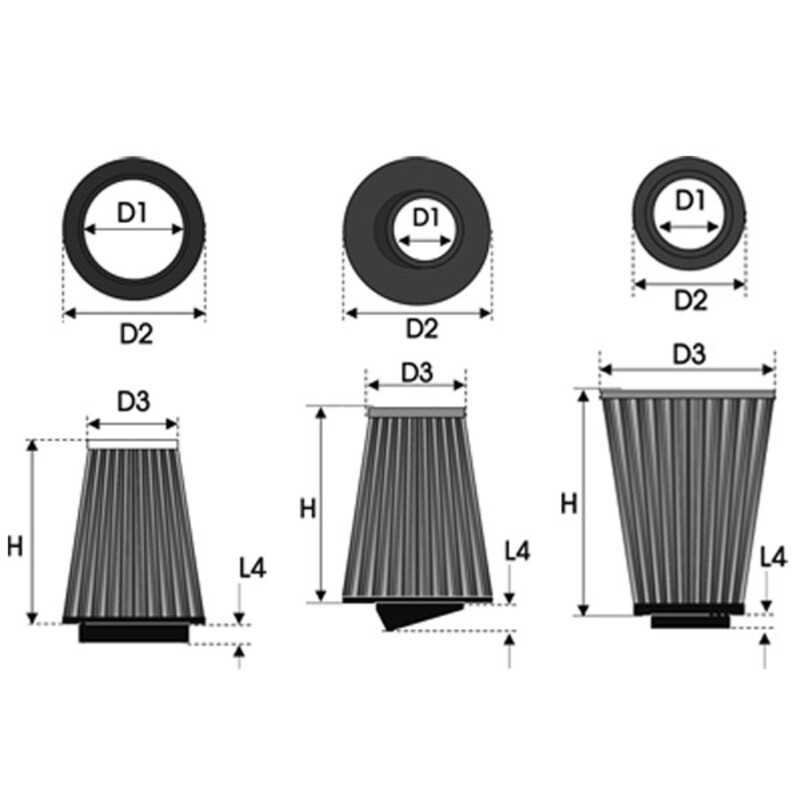 Filtre à air Green conique entrée Diam 85/Cone 120x100/Haut 150