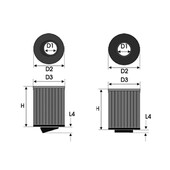 Filtre à air Green cylindrique entrée Diam 90 / Diam 140 / H 130