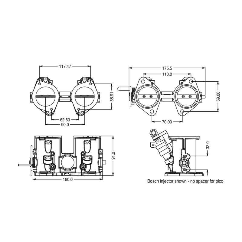 Boitiers papillons TH Empr. Weber DCOE Double corps 48mm (la paire)