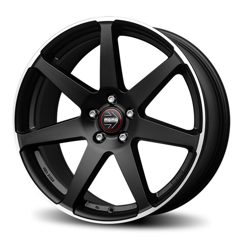 Jante Momo Seven 19x8.5" 5x108 ET40, Noir Mat, Branches Polies