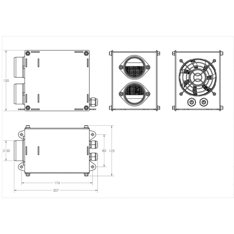 Chauffage d'habitacle électrique 12V 600W - sorties 2x50mm - 187m3/h
