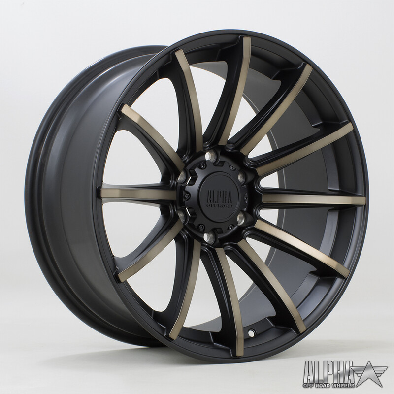 Jante Rota Machette 20x9" 6x139.7 ET10, Noir Satiné, Branche Bronze