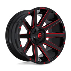 Jante Fuel D643 Contra 22.0x10" 8x165.1 ET-18, Noir Brillant & Rouge