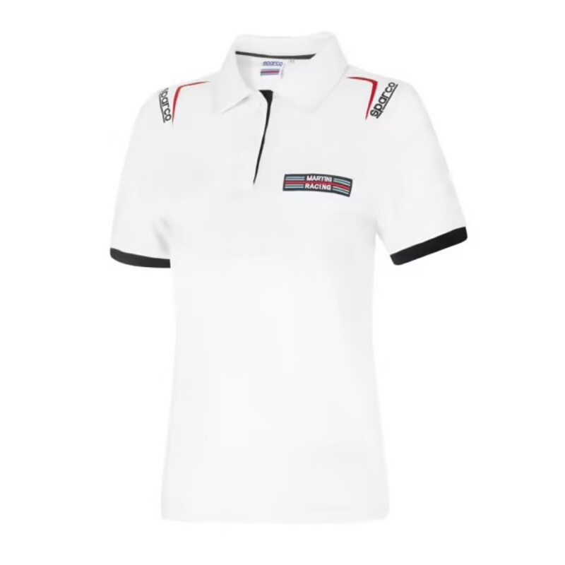 Polo Brodé Sparco Martini Racing Femme Blanc