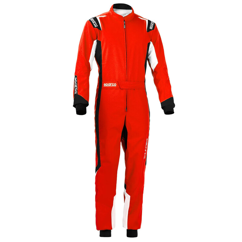 Combinaison Karting Sparco Thunder Enfant Rouge & Noire (CIK-FIA N2013.1)