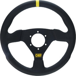 Volant OMP Trecento Plat, Cuir Noir, Branches Noires