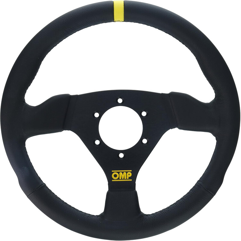 Volant OMP Trecento Plat, Cuir Noir, Branches Noires
