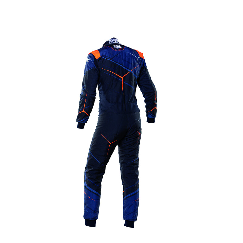 Combinaison OMP ONE ART Bleue Marine / Orange Fluo (FIA 8856-2018)