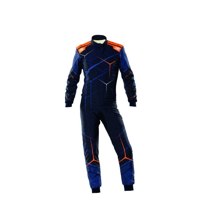 Combinaison OMP ONE ART Bleue Marine / Orange Fluo (FIA 8856-2018)