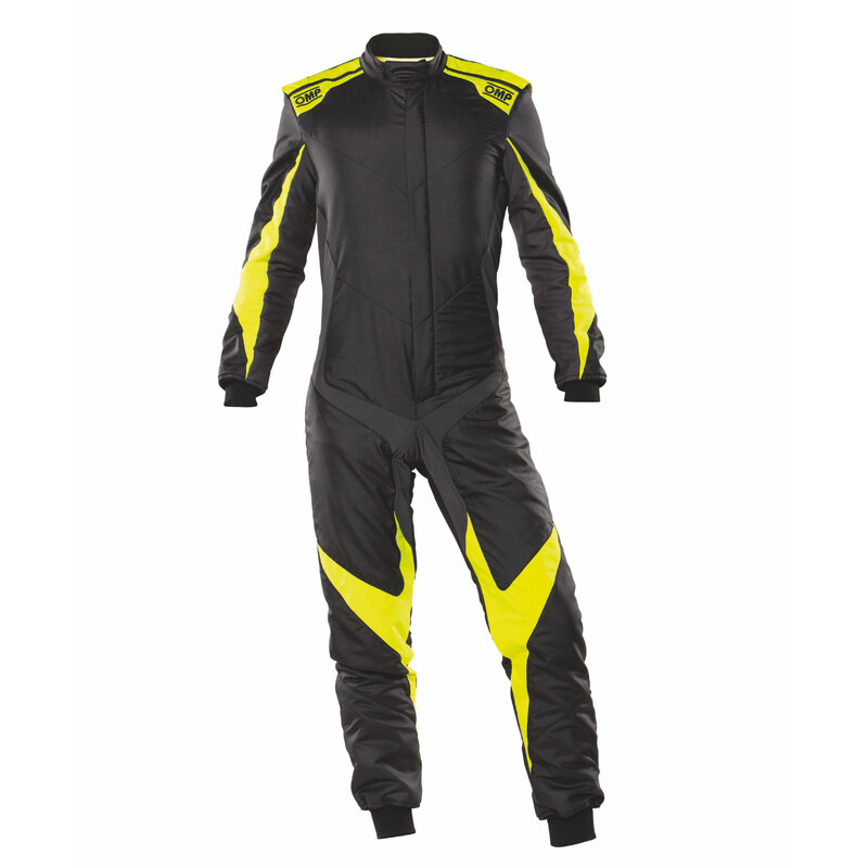 Combinaison OMP ONE EVO X Noire / Jaune Fluo (FIA 8856-2018)