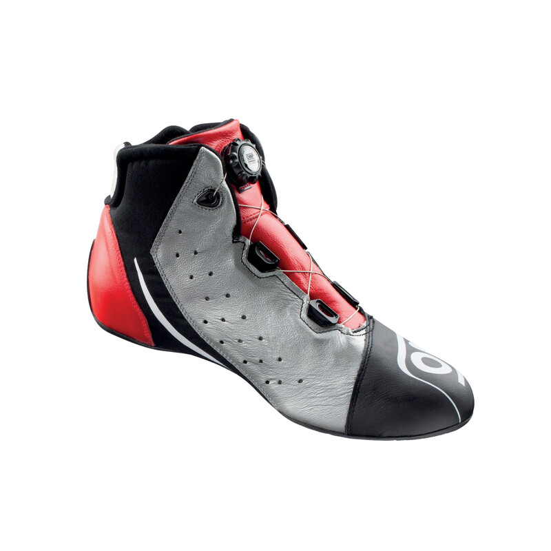 Bottines OMP ONE EVO R - Noires / Argentées / Rouges (FIA)
