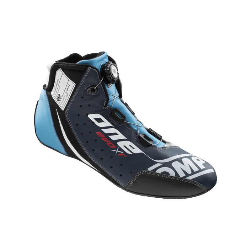 Bottines OMP ONE EVO R - Bleues Marine / Argentées / Bleues Cyan (FIA)