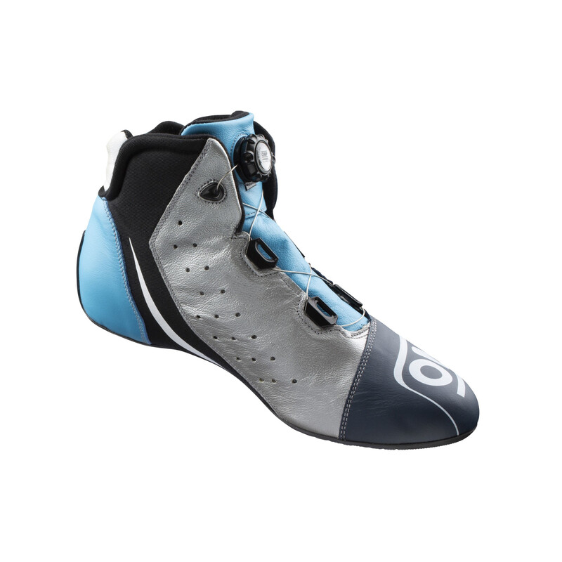 Bottines OMP ONE EVO R - Bleues Marine / Argentées / Bleues Cyan (FIA)