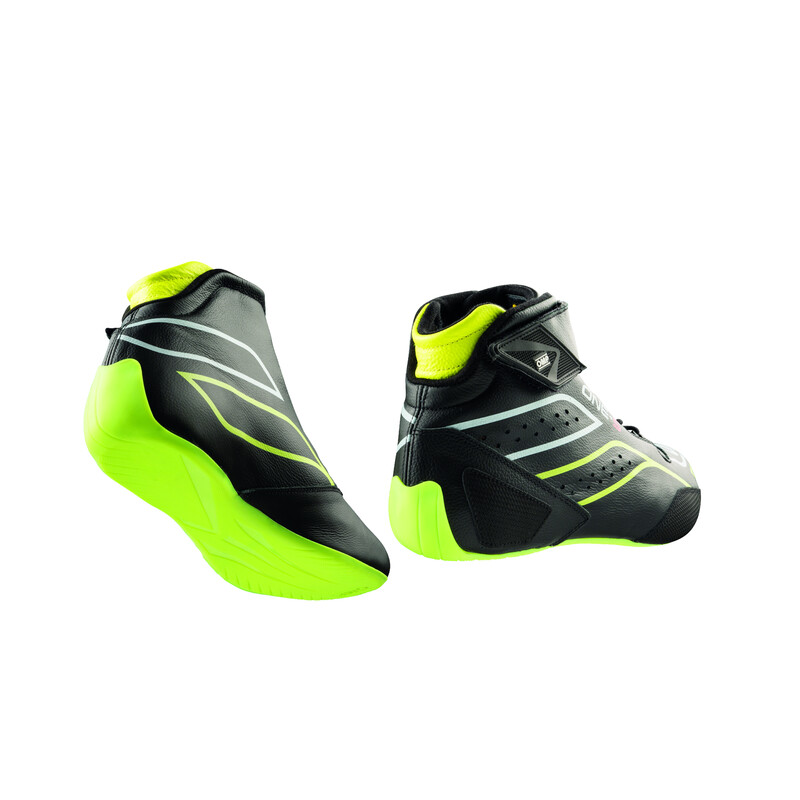 Bottines OMP ONE-S - Noires / Jaunes Fluo (FIA)