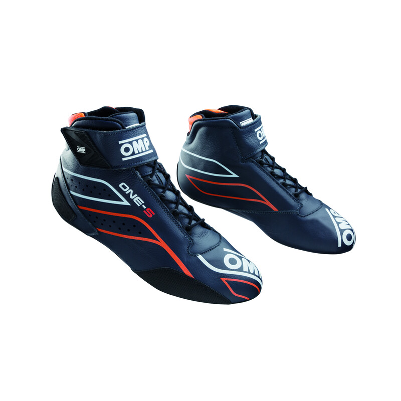 Bottines OMP ONE-S - Bleues Marine / Orange Fluo (FIA)