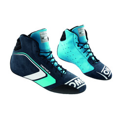 Bottines OMP Tecnica - Noires / Blanches / Bleues Cyan (FIA)