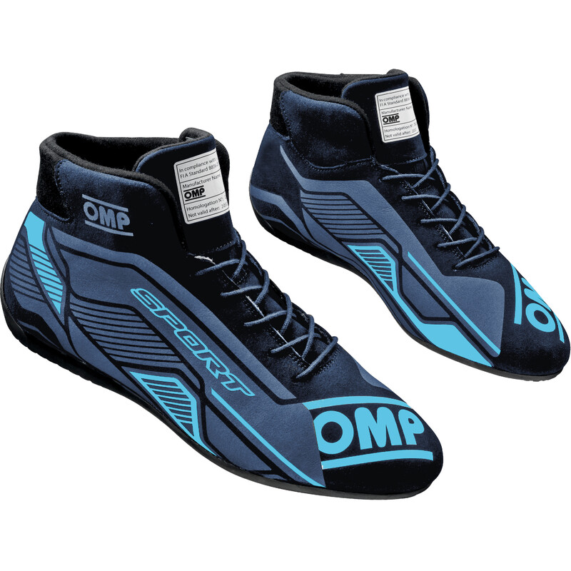 Bottines OMP Sport Noires Bleues Cyan FIA Livraison Gratuite BPS bpsracing