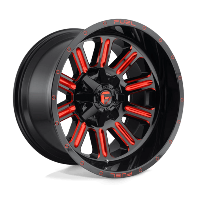 Fuel D621 Hardline 20x10" 5x139.7/150 ET-18, Noir Brillant & Rouge