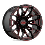 XD XD841 Boneyard 20x10" 8x165.1 ET-18, Noir Brillant Usiné, Teinte Rouge