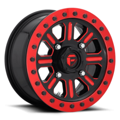 Fuel D911 Hardline Beadlock 15x7" 4x156 ET38, Noir Brillant & Rouge