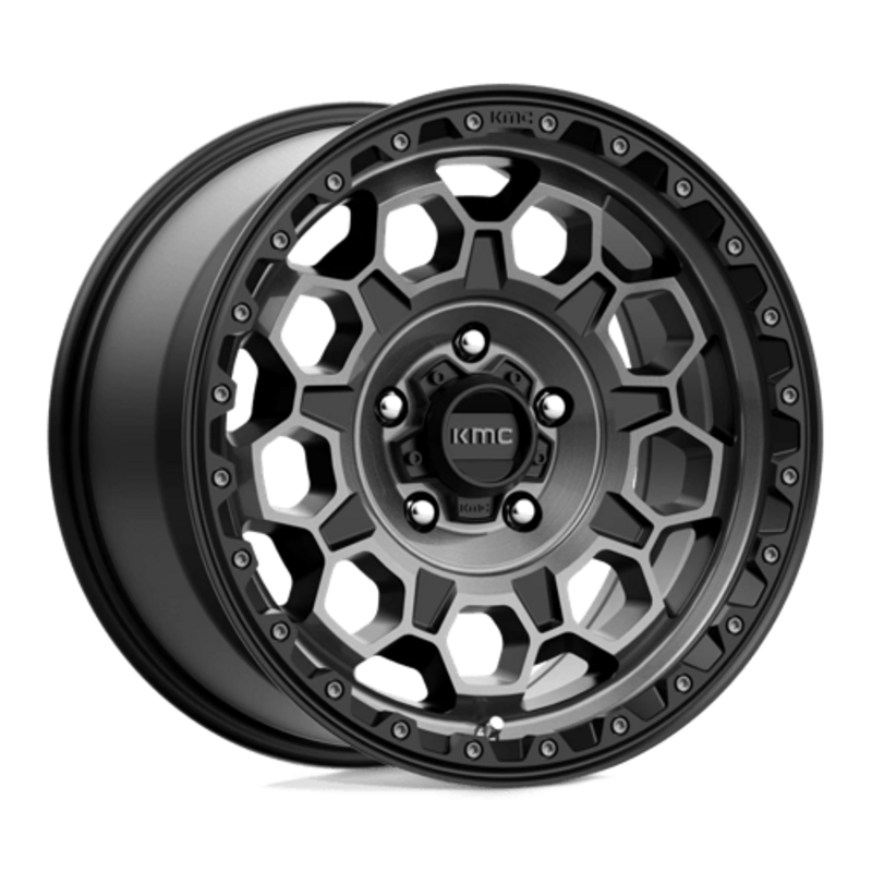 KMC KM545 Trek 17x9" 5x127 ET18, Noir Satiné, Teinte Grise