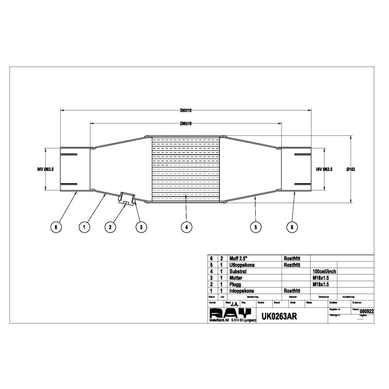 Catalyseur 100 Cellules à Manchons Ø63.5 mm (2.5") - SBF & FIA
