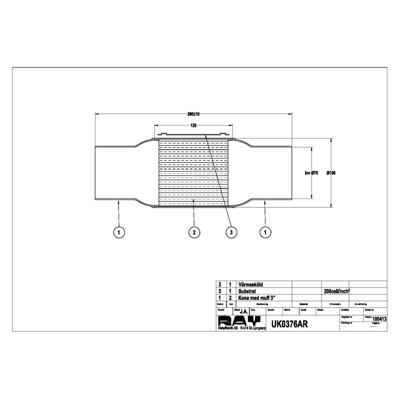Catalyseur 200 Cellules Ø76.2 mm (3")