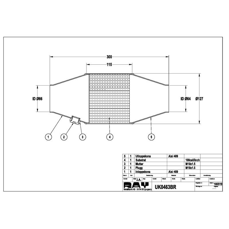Catalyseur 100 Cellules Ø63.5-127 mm (2.5") - SBF & FIA