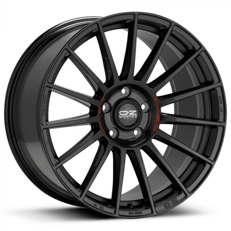 OZ Superturismo Dakar 20x8.5" 5x112 ET45, Noir Mat, Lettres Rouges