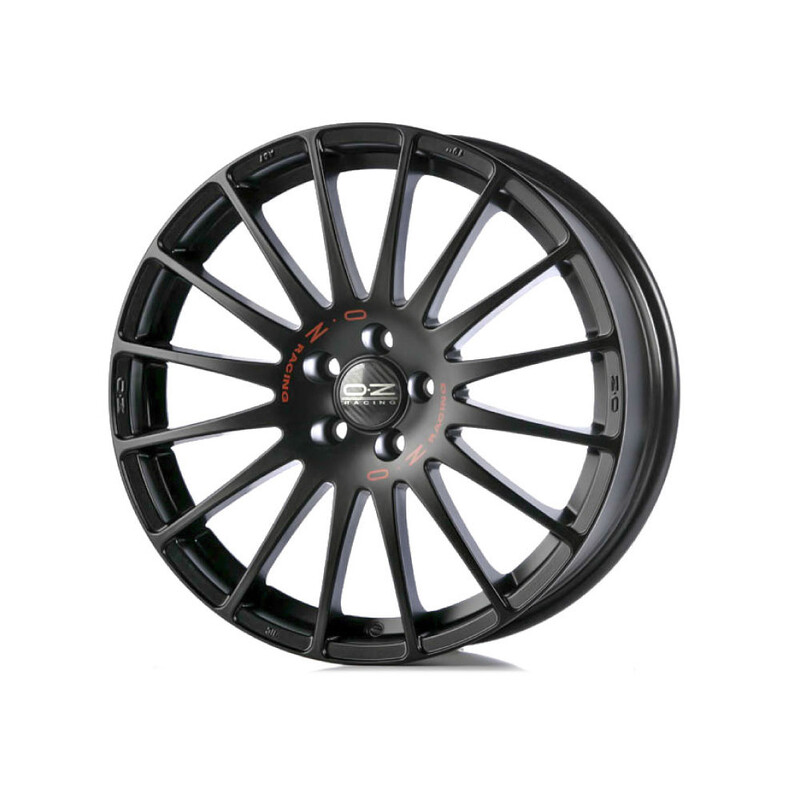 OZ Superturismo GT 18x7" 4x100 ET50, Noir Mat, Lettres Rouges