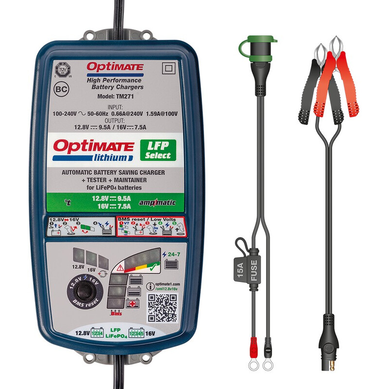 Chargeur Optimate pour Batterie Lithium 12V 10A & 16V 7.5A (TM270)