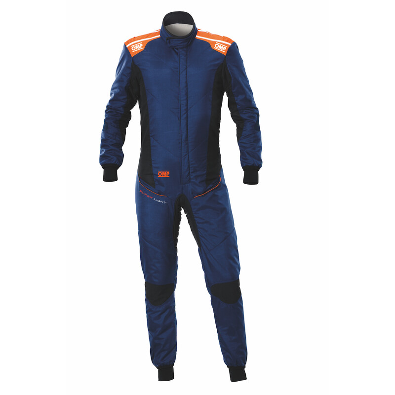 Combinaison OMP Tecnica SuperLight Bleue Navy / Orange Fluo, (FIA 8856-2018)