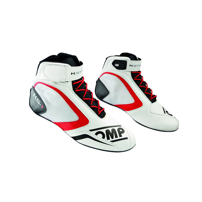 Bottines Karting OMP KS-1 Blanches / Noires / Rouges